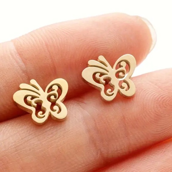 Jewelry - Butterfly Swirl Gold Toned Stud Earrings
